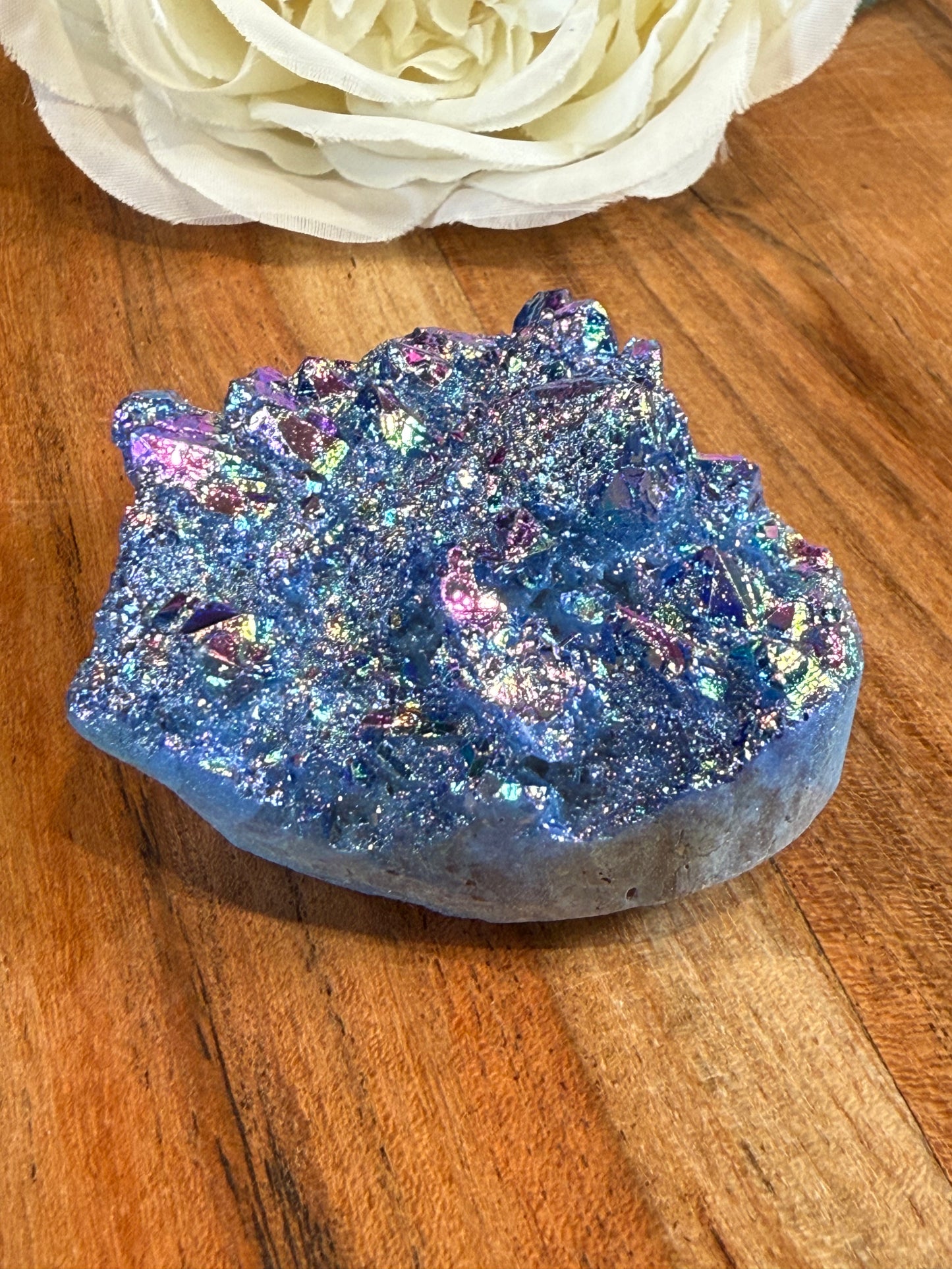 PURPLE AURA DYED QUARTZ DRUZY AGATE HEARTS