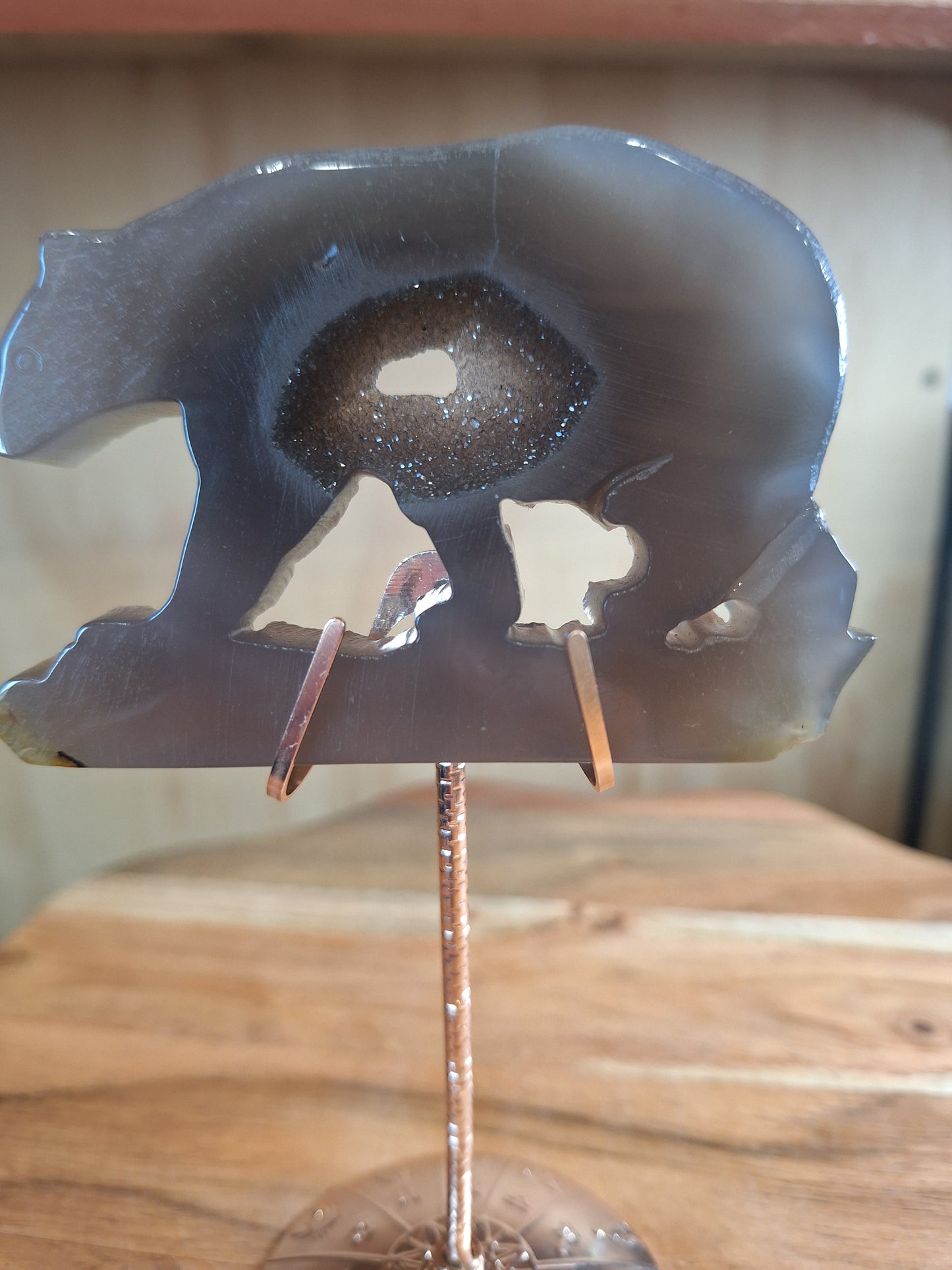 DRUUZY BEAR ON ROSE GOLD ASTROLOGICAL STAND