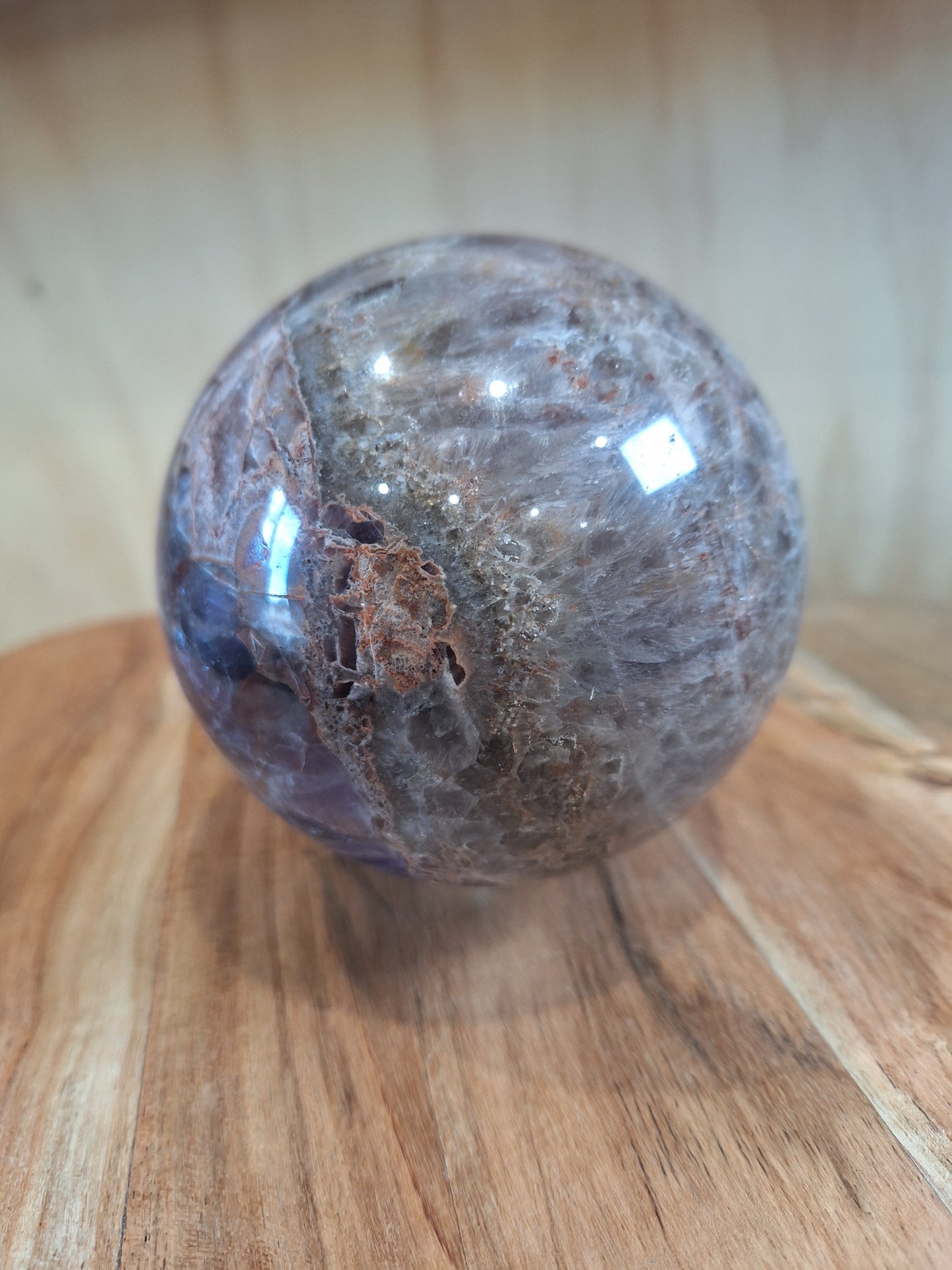 AMETHYST WITH MEXICAN AGATE SPHERE A huge beautiful 1.305 kg!!!
