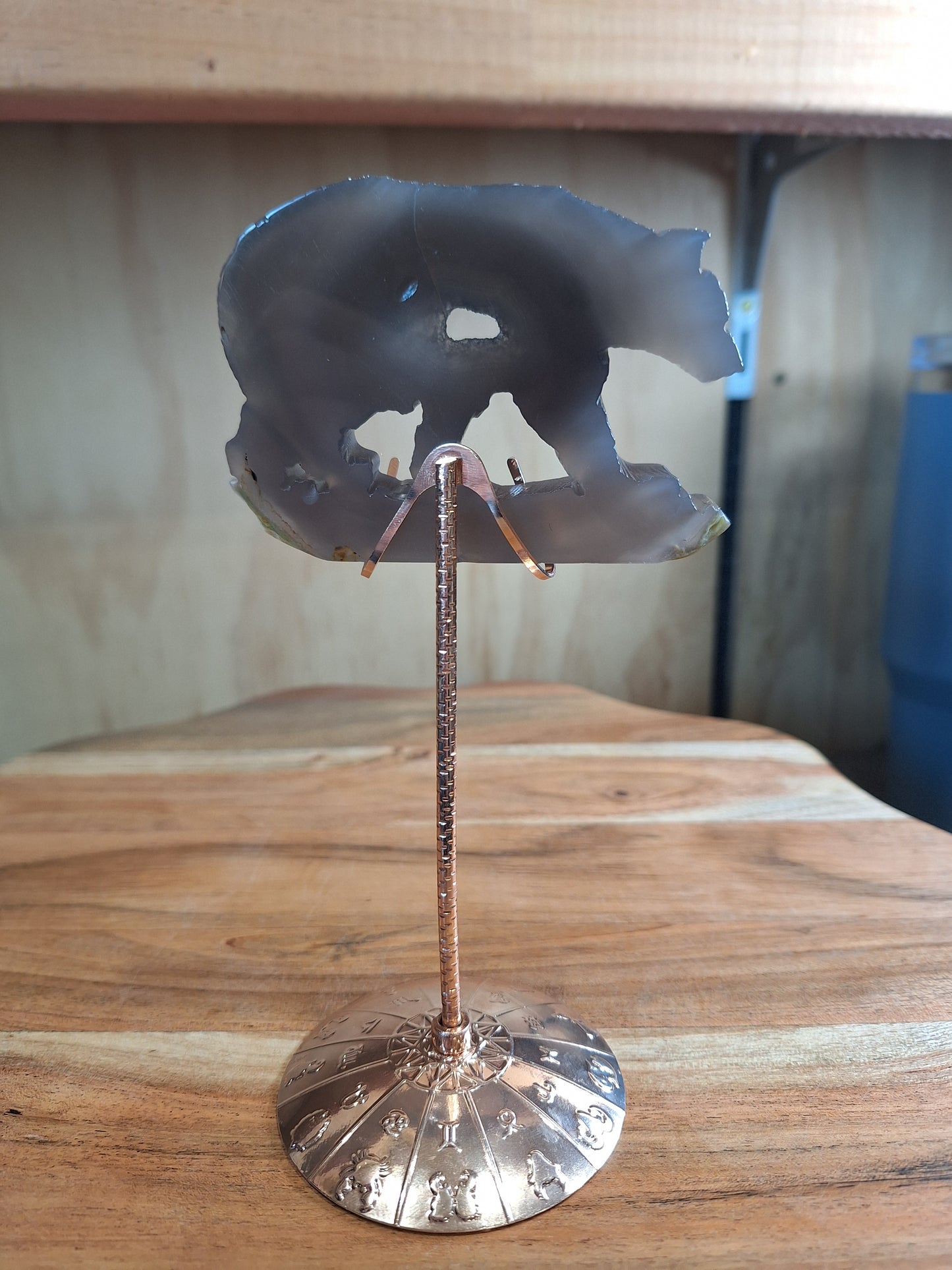 DRUUZY BEAR ON ROSE GOLD ASTROLOGICAL STAND
