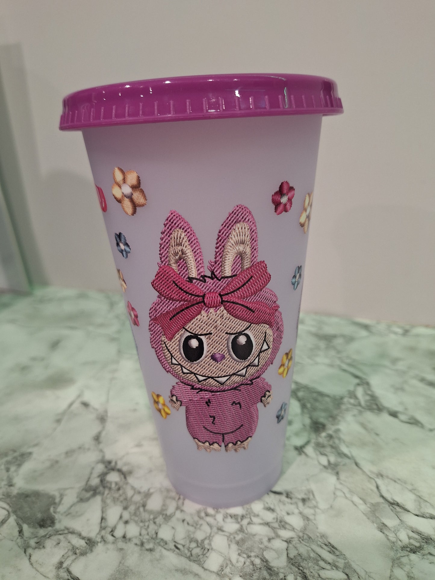 COLOUR CHANGING REUSABLE BPA FREE L CUP (24oz) WITH LID AND STRAW + SUBLIMATION WRAP
