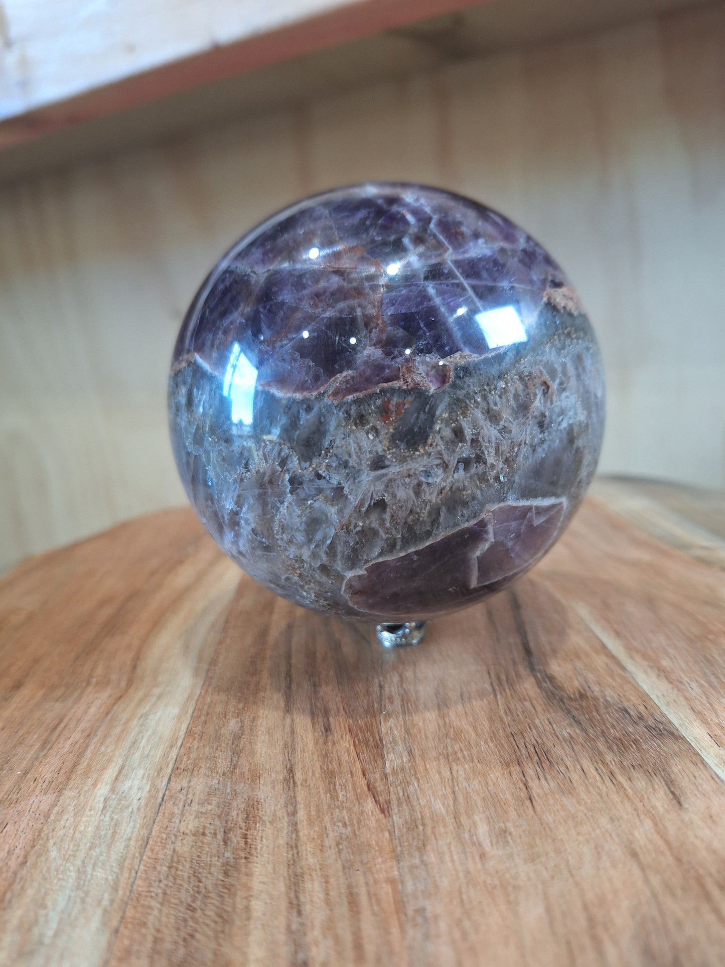 AMETHYST WITH MEXICAN AGATE SPHERE A huge beautiful 1.305 kg!!!