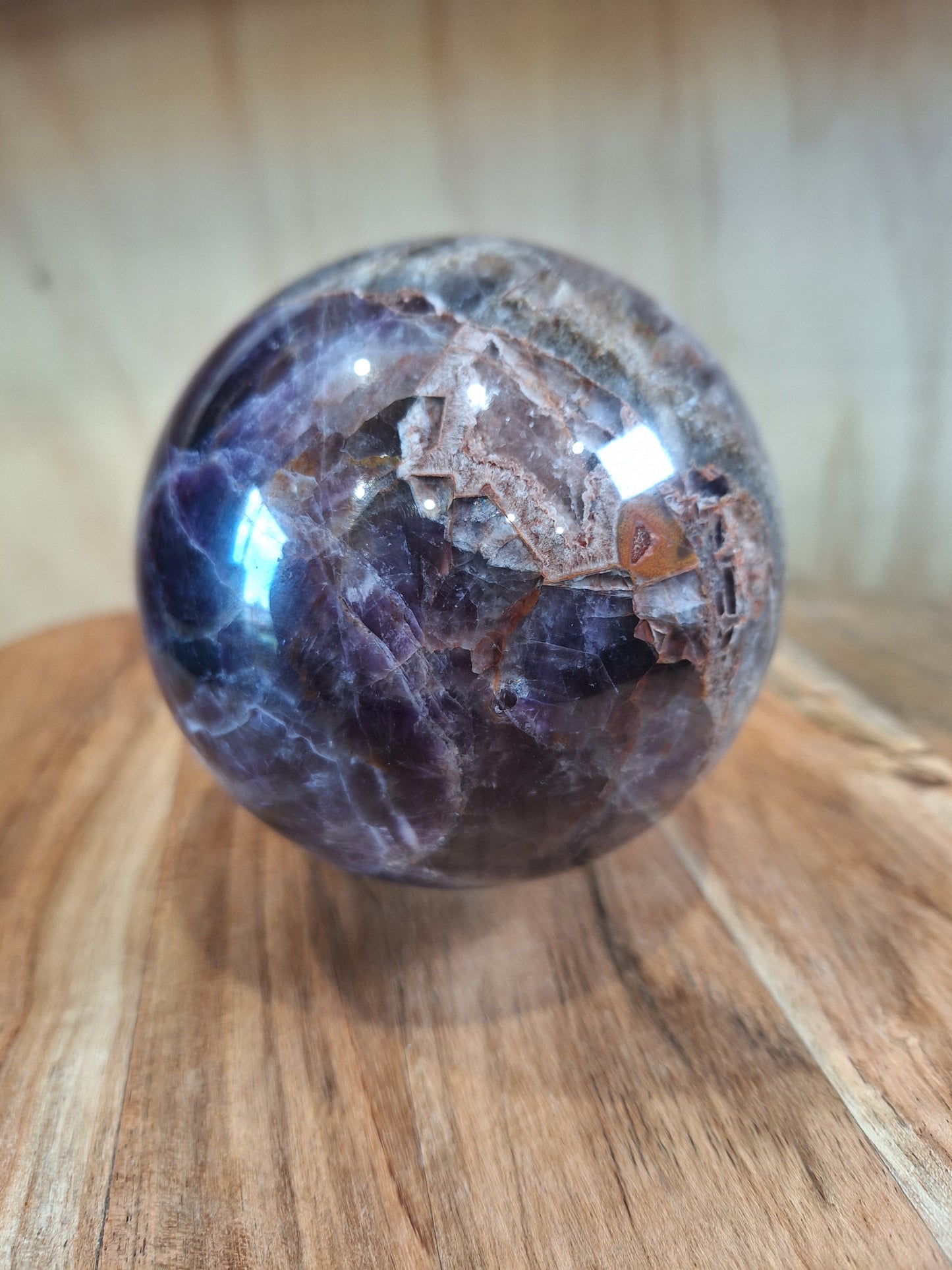 AMETHYST WITH MEXICAN AGATE SPHERE A huge beautiful 1.305 kg!!!