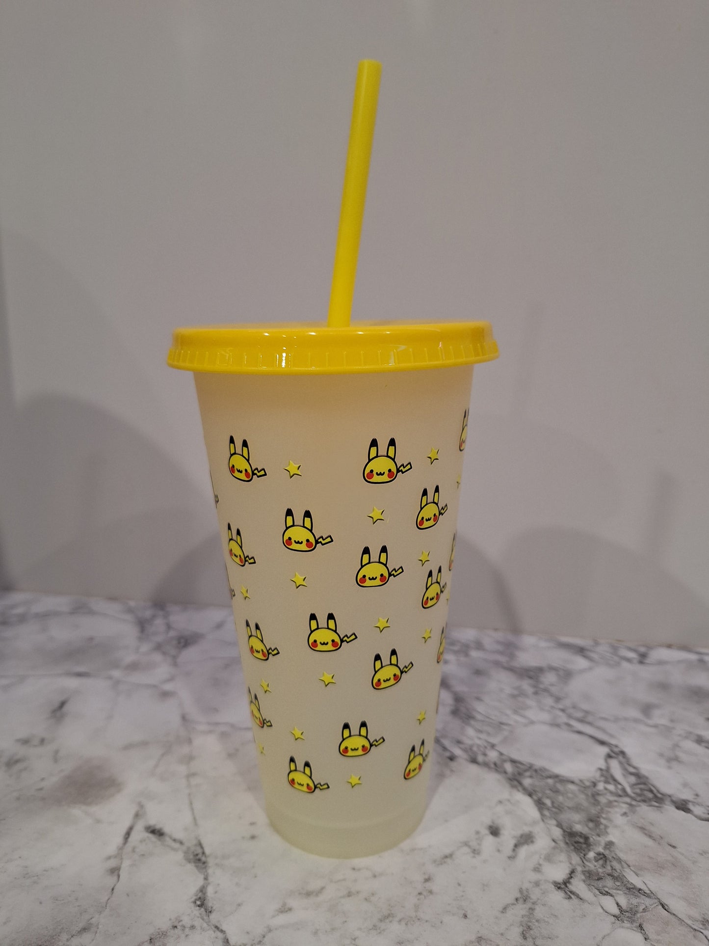 COLOUR CHANGING REUSABLE BPA FREE L CUP (24oz) WITH LID AND STRAW + SUBLIMATION WRAP