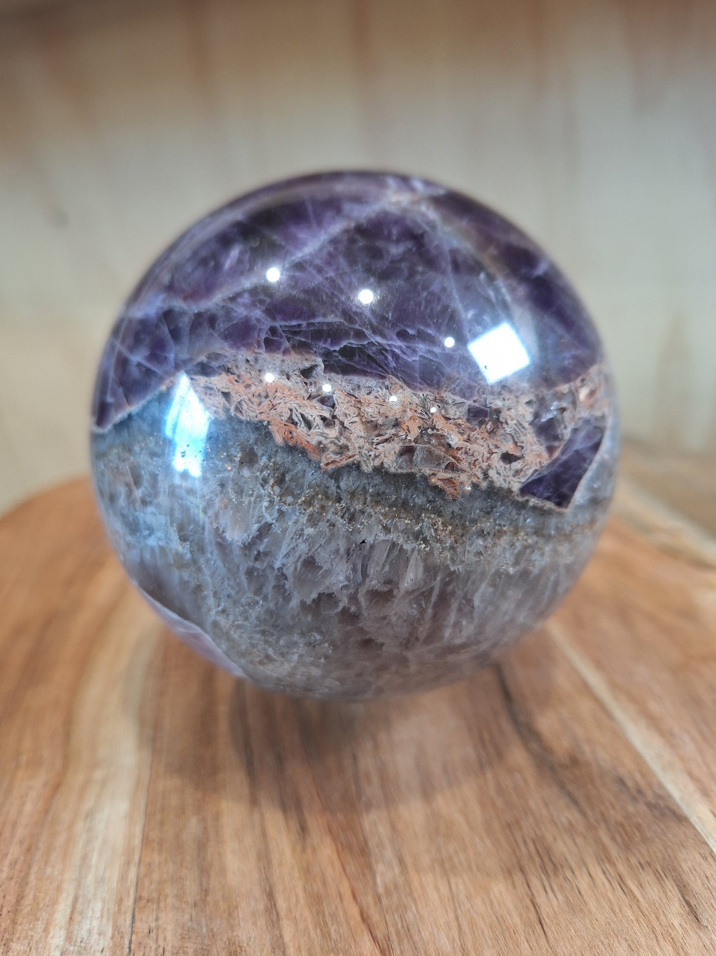 AMETHYST WITH MEXICAN AGATE SPHERE A huge beautiful 1.305 kg!!!