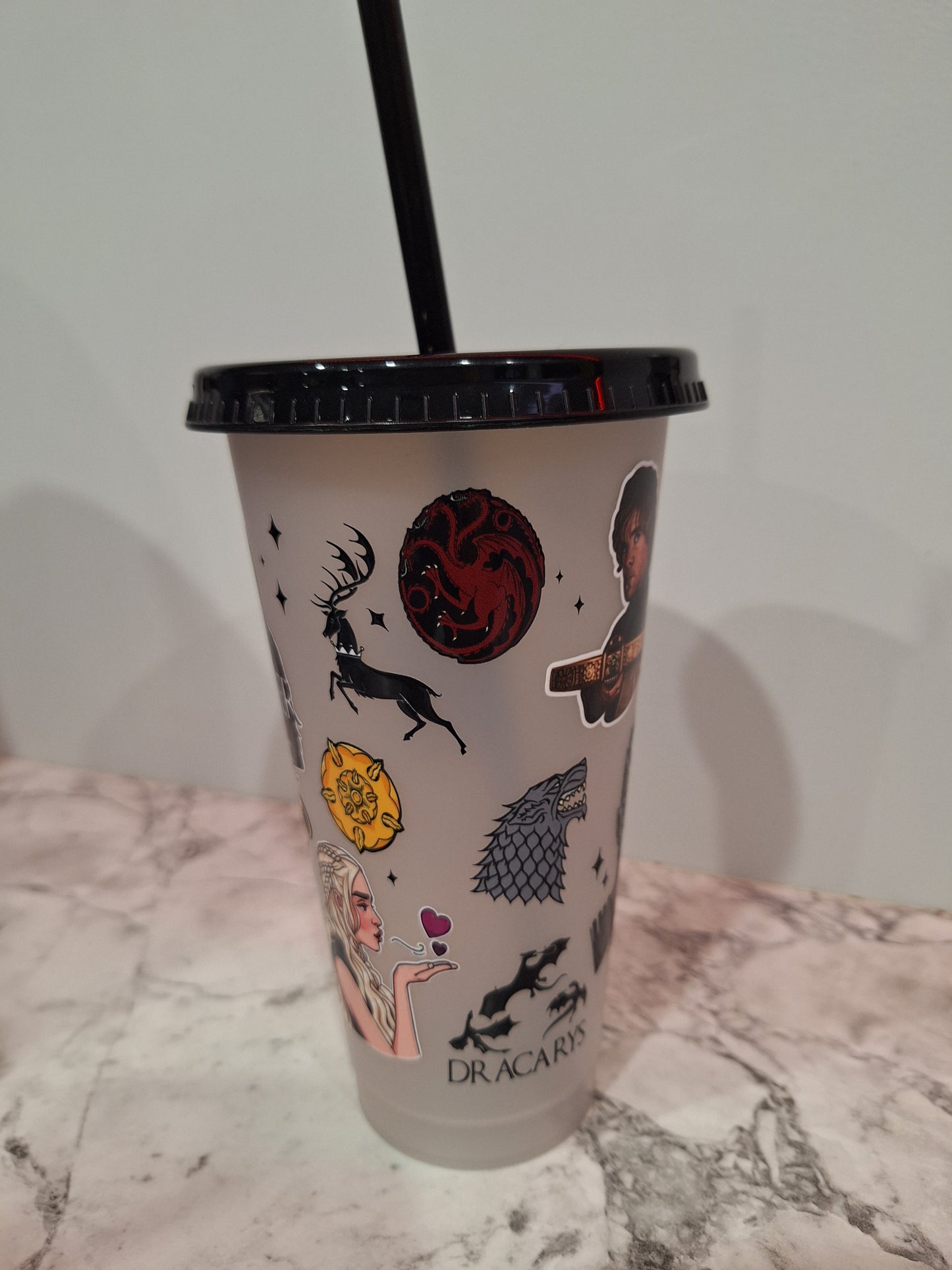 COLOUR CHANGING REUSABLE BPA FREE L CUP (24oz) WITH LID AND STRAW + SUBLIMATION WRAP