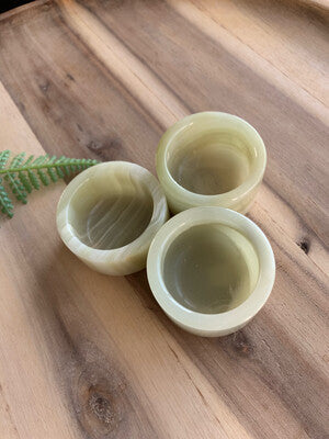 GREEN ONYX CRYSTAL CUPS/HOLDERS