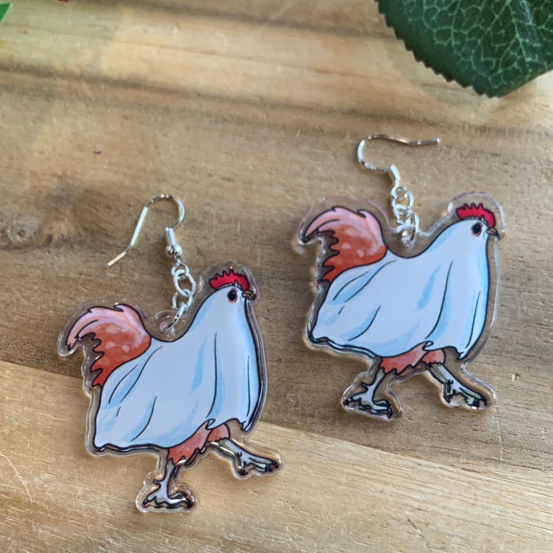 AWESOME ACRYLIC 925 STIRLING HOOK EARRINGS (NON CRYSTAL,)