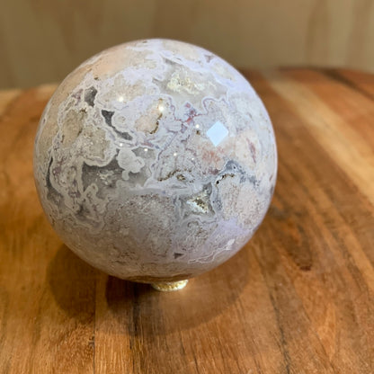 OCEAN JASPER SPHERE WITH A TOUCH OF FLOWER AGATE