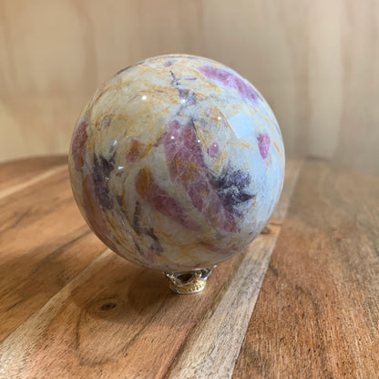 MEXICAN CRAZY LACE AGATE with PINK TOURMALINE SPHERE