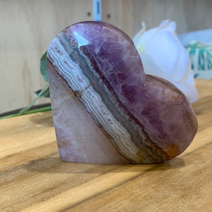 AMETHYST WITH MEXICAN AGATE HEART