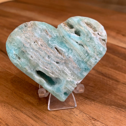 BLUE ARAGONITE HEARTS with stand