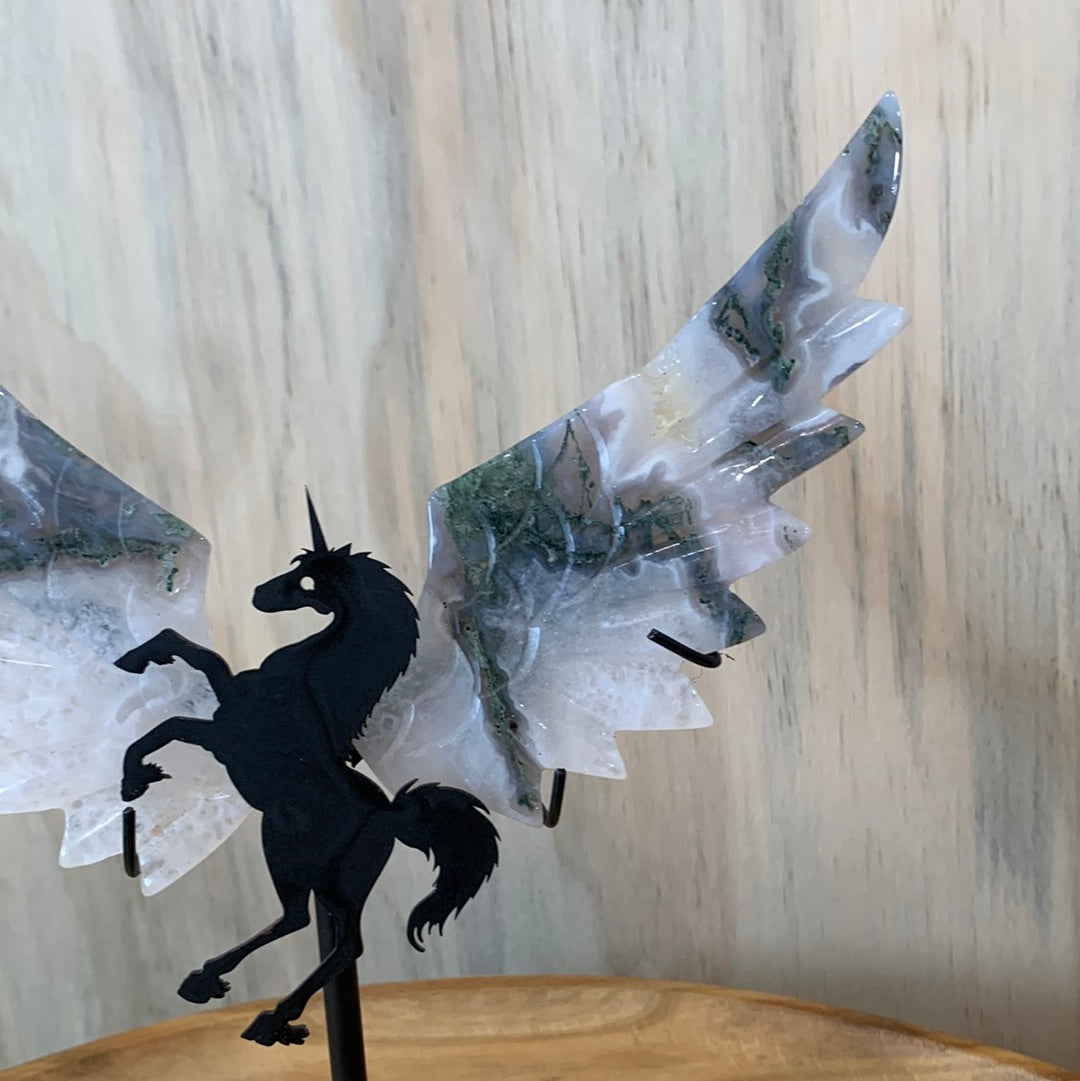 MOSS AGATE UNICORN with WINGS