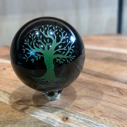 BLACK OBSIDIAN ASTROLOGY & SYMBOL SPHERES