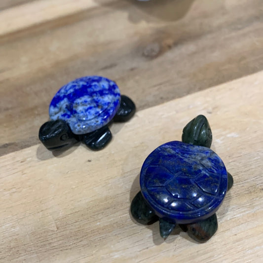 LAPIS LAZULI TURTLES WITH SEPTARIAN JADE