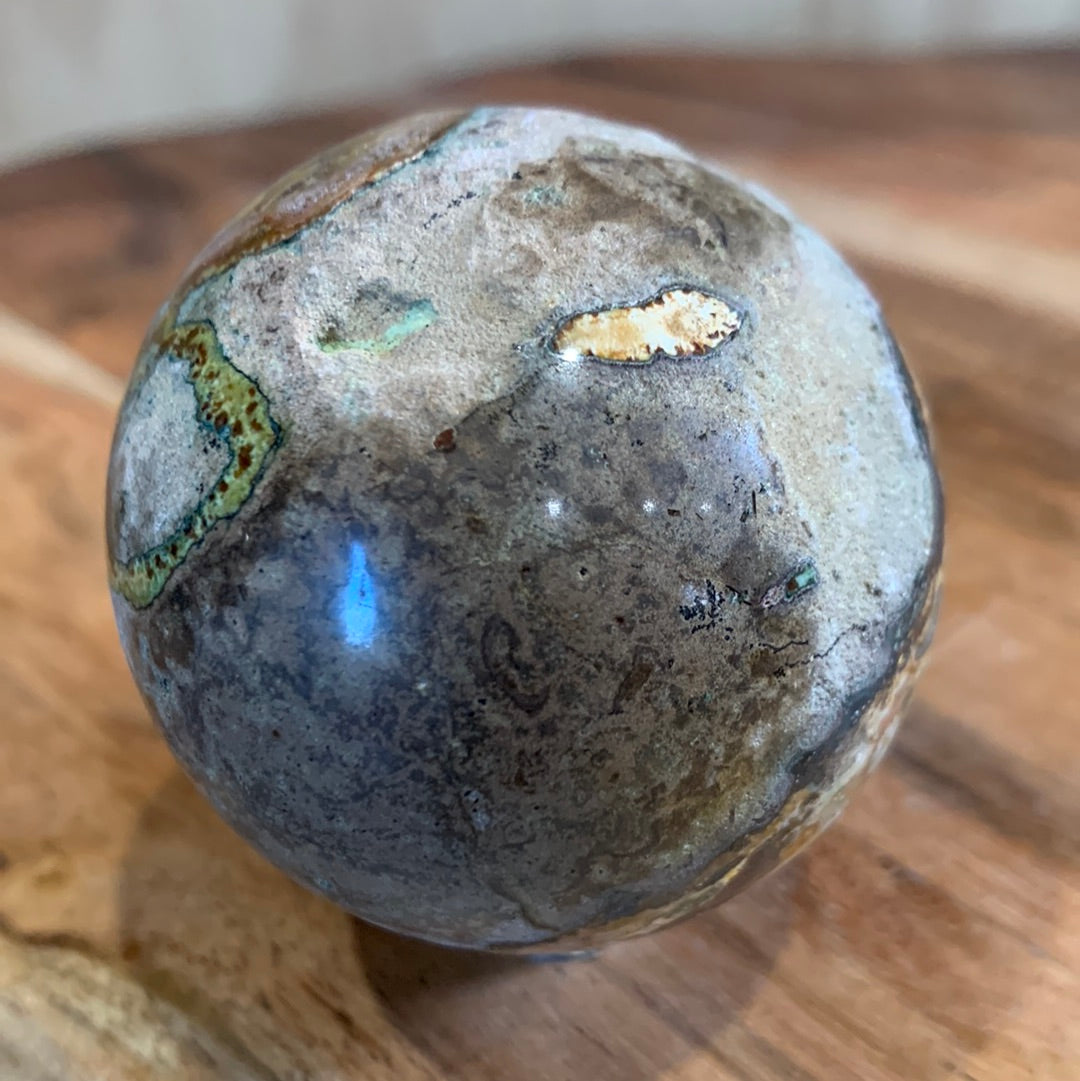 RAIN FORREST SPHERE (HALF POLISHED, HALF RAW)