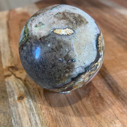 RAIN FORREST SPHERE (HALF POLISHED, HALF RAW)