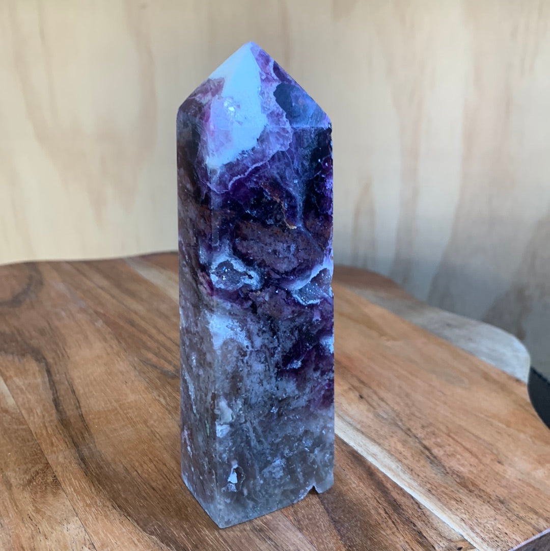 PURPLE MICA & SMOKEY QUARTZ TOWERS