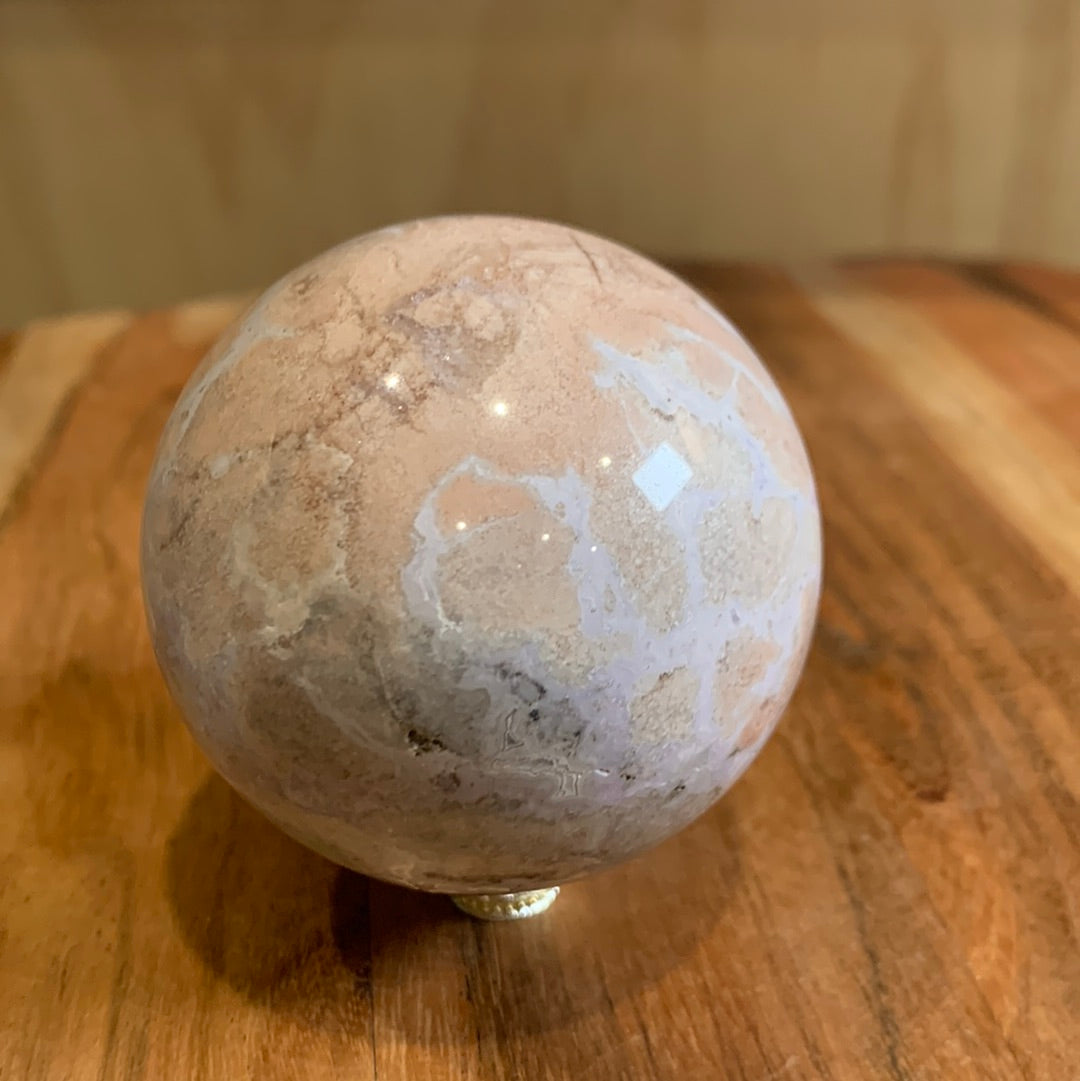 OCEAN JASPER SPHERE WITH A TOUCH OF FLOWER AGATE