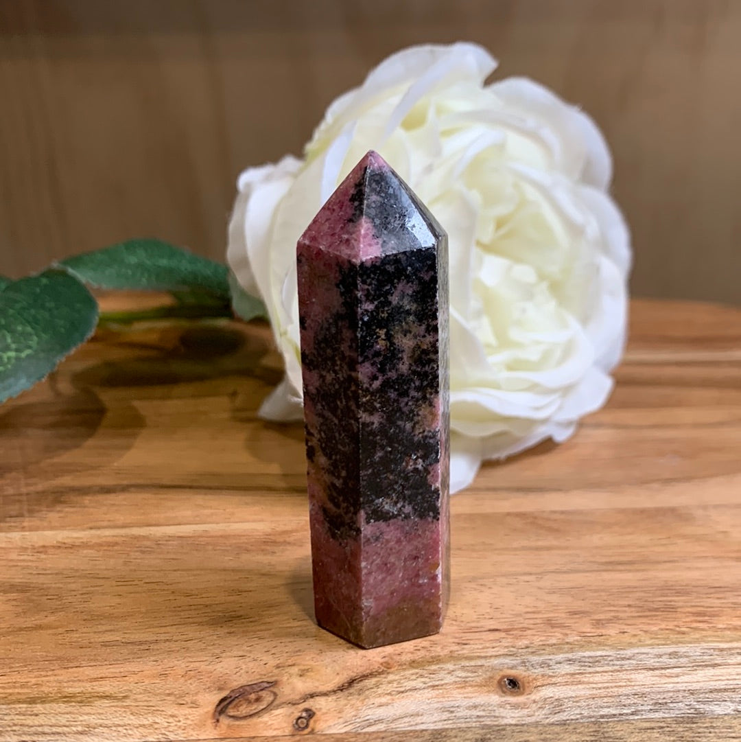 ICED RHODONITE POINT