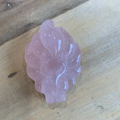 ROSE QUARTZ 9 TAIL FOX (PENDANT OR CARVING)