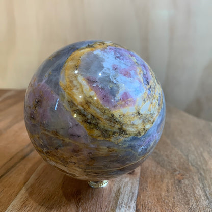 MEXICAN CRAZY LACE AGATE with PINK TOURMALINE SPHERE