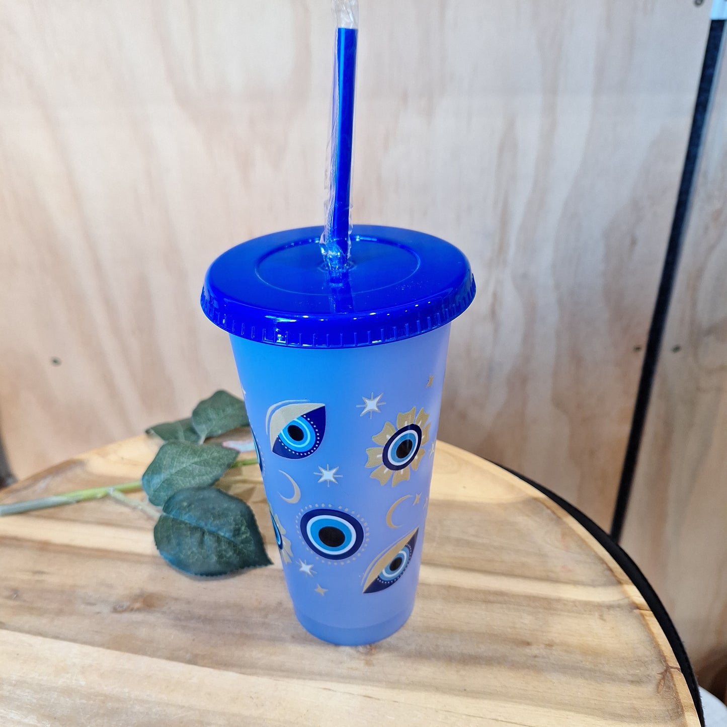 COLOUR CHANGING REUSABLE BPA FREE L CUP (24oz) WITH LID AND STRAW + SUBLIMATION WRAP