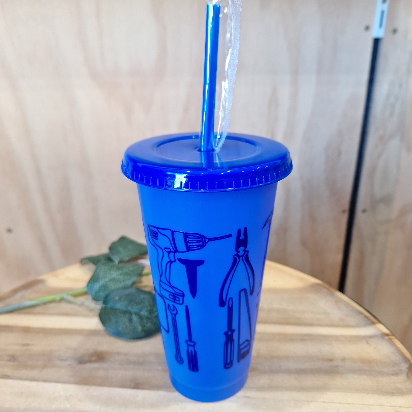 COLOUR CHANGING REUSABLE BPA FREE L CUP (24oz) WITH LID AND STRAW + SUBLIMATION WRAP