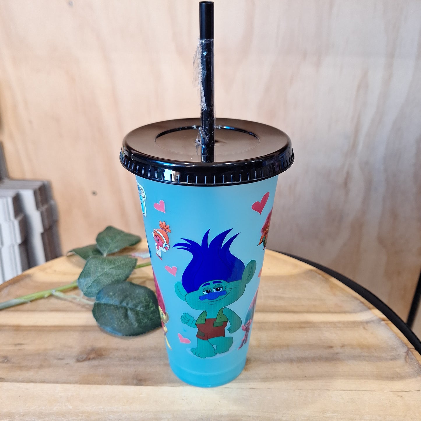 COLOUR CHANGING REUSABLE BPA FREE L CUP (24oz) WITH LID AND STRAW + SUBLIMATION WRAP