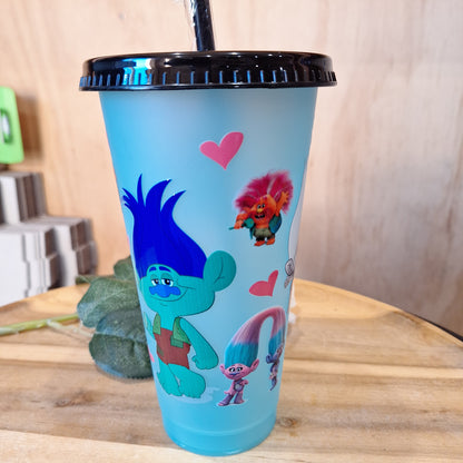 COLOUR CHANGING REUSABLE BPA FREE L CUP (24oz) WITH LID AND STRAW + SUBLIMATION WRAP