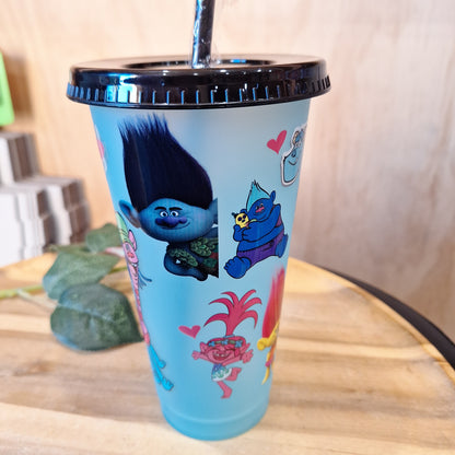 COLOUR CHANGING REUSABLE BPA FREE L CUP (24oz) WITH LID AND STRAW + SUBLIMATION WRAP