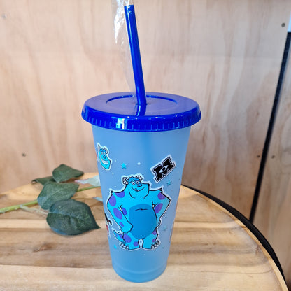 COLOUR CHANGING REUSABLE BPA FREE L CUP (24oz) WITH LID AND STRAW + SUBLIMATION WRAP