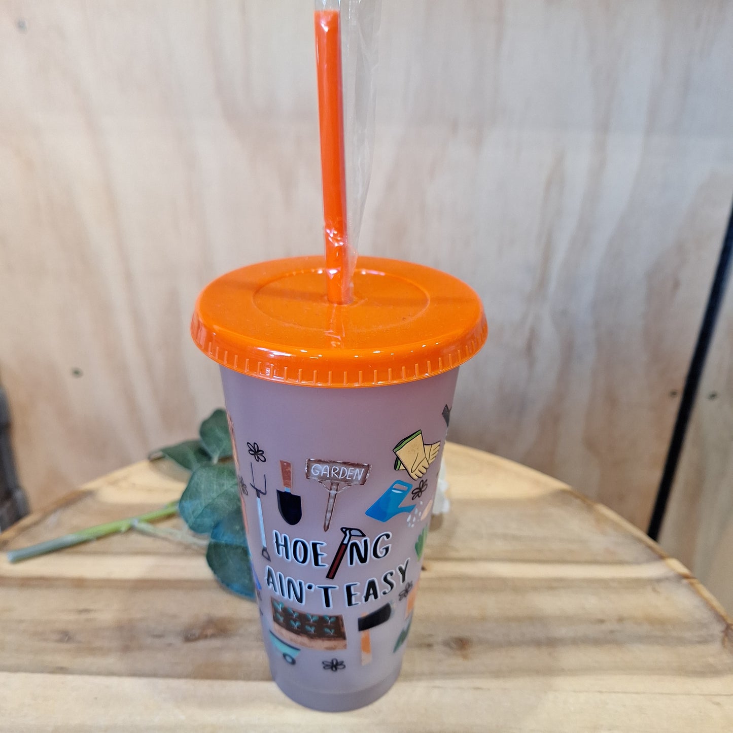 COLOUR CHANGING REUSABLE BPA FREE L CUP (24oz) WITH LID AND STRAW + SUBLIMATION WRAP