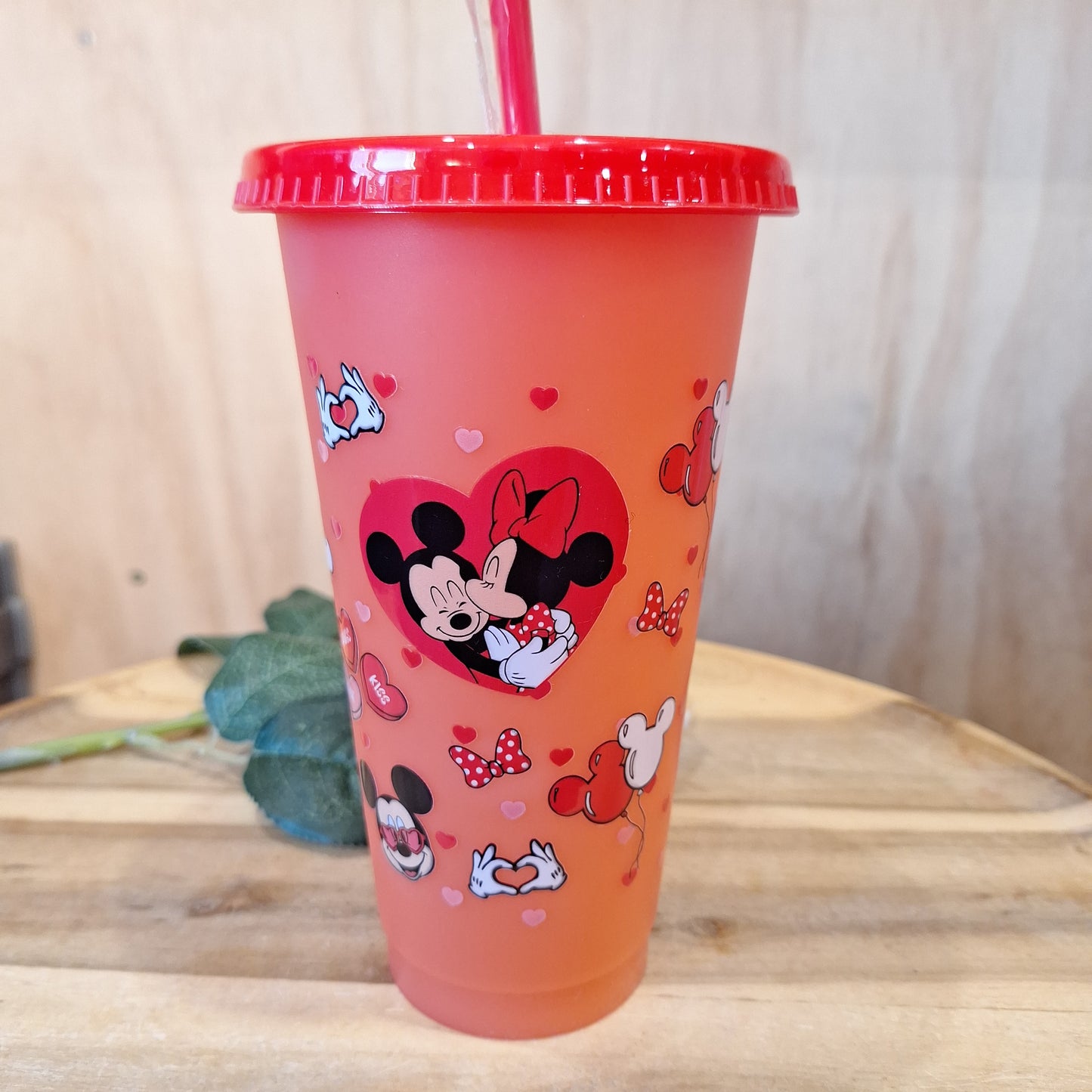 COLOUR CHANGING REUSABLE BPA FREE L CUP (24oz) WITH LID AND STRAW + SUBLIMATION WRAP