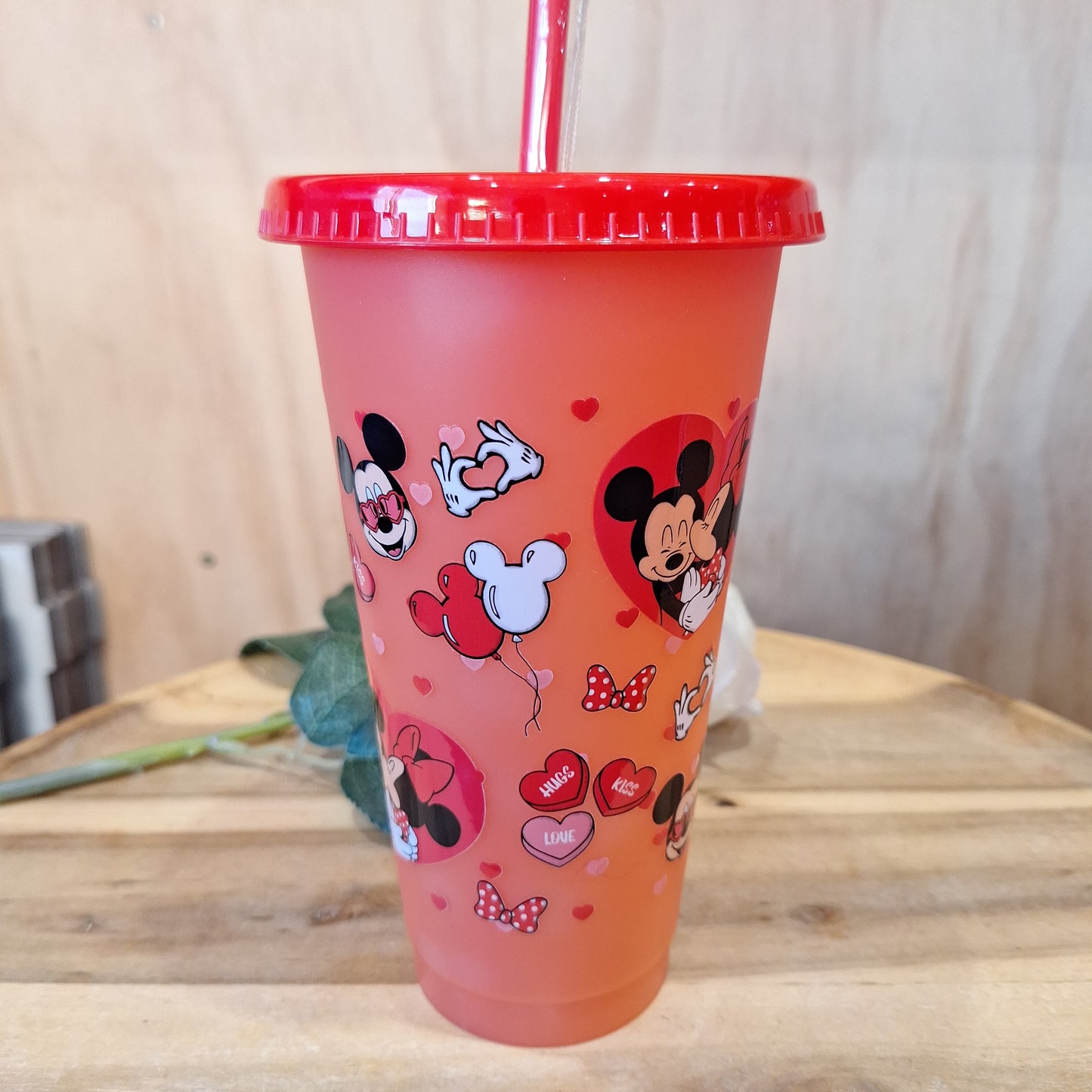 COLOUR CHANGING REUSABLE BPA FREE L CUP (24oz) WITH LID AND STRAW + SUBLIMATION WRAP