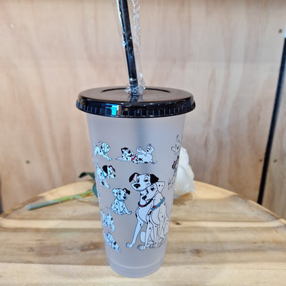 24oz REUSEABLE PLASTIC CUP WITH STRAW AND LID