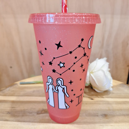 GLITTER REUSEABLE BPA FREE CUP WITH STRAW AND LID 24oz