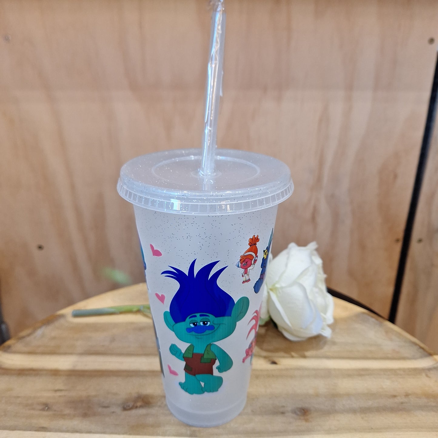 GLITTER REUSEABLE BPA FREE CUP WITH STRAW AND LID 24oz