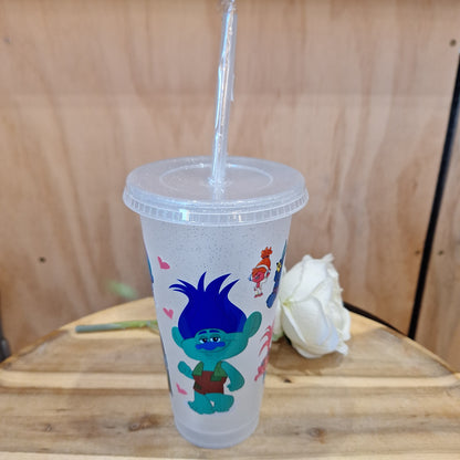 GLITTER REUSEABLE BPA FREE CUP WITH STRAW AND LID 24oz