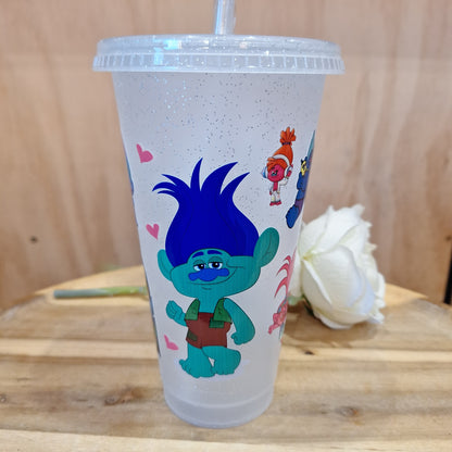 GLITTER REUSEABLE BPA FREE CUP WITH STRAW AND LID 24oz