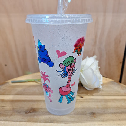 GLITTER REUSEABLE BPA FREE CUP WITH STRAW AND LID 24oz