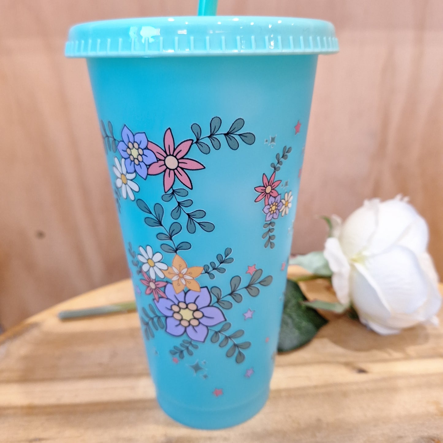 GLITTER REUSEABLE BPA FREE CUP WITH STRAW AND LID 24oz