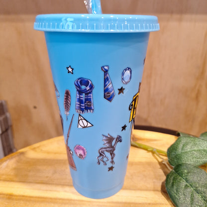 24oz REUSEABLE PLASTIC CUP WITH STRAW AND LID