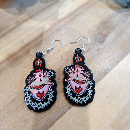AWESOME ACRYLIC 925 STIRLING HOOK EARRINGS (NON CRYSTAL,)