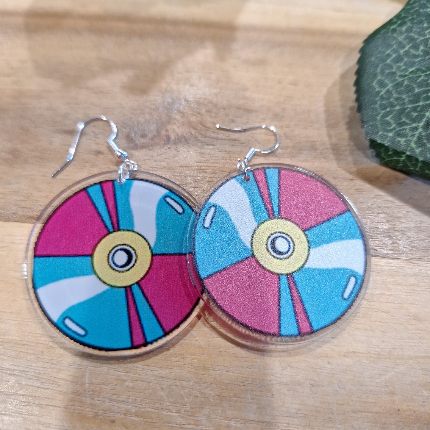 AWESOME ACRYLIC 925 STIRLING HOOK EARRINGS (NON CRYSTAL,)