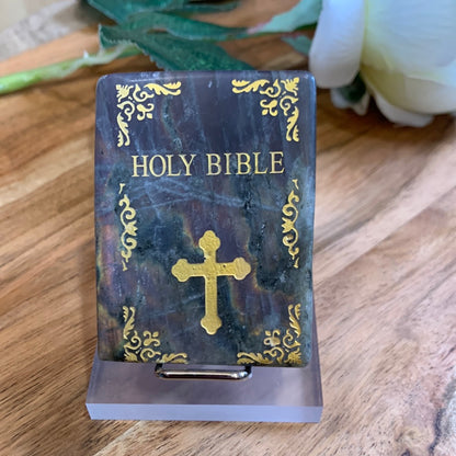 LABRADORITE BIBLE WITH STAND