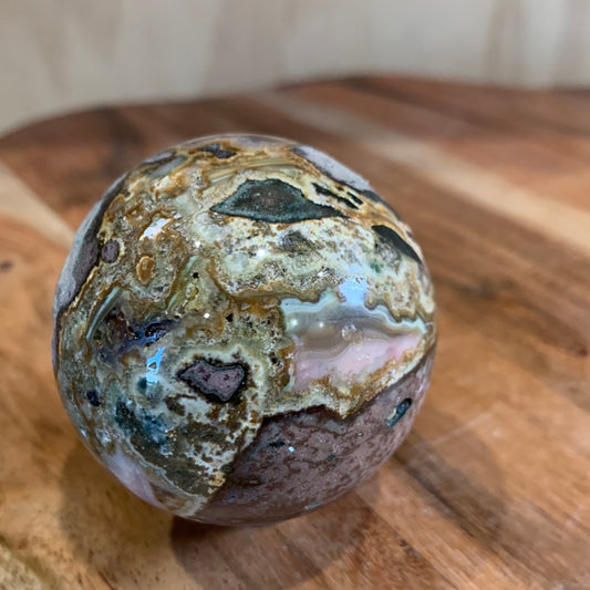 RAIN FORREST SPHERE (HALF POLISHED, HALF RAW)