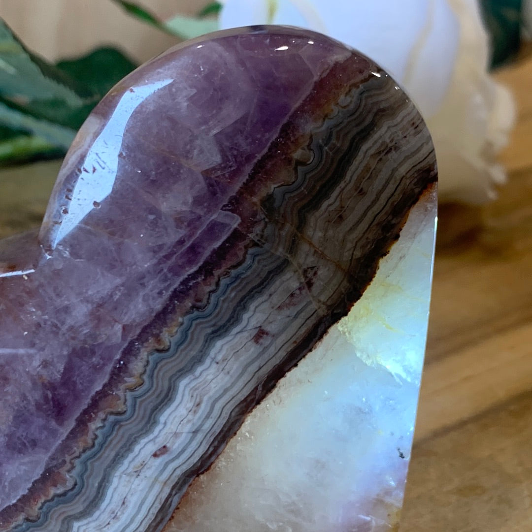 AMETHYST WITH MEXICAN AGATE HEART