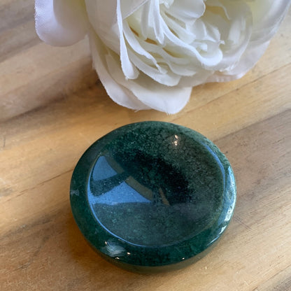 MOSS AGATE FLAT BOWL