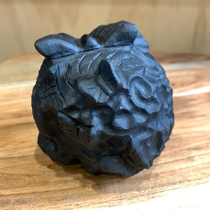 BLACK OBSIDIAN SKULL WITH BUTTERFLIES